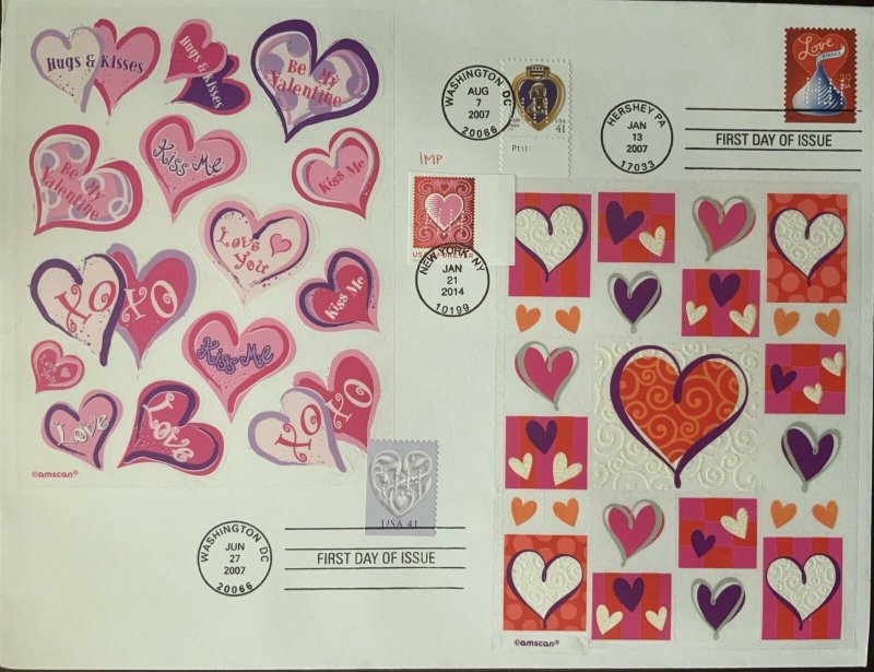 HNLP Hideaki Nakano 4122 Hershey Candy Kisses Purple Heart Hearts on Stamps 