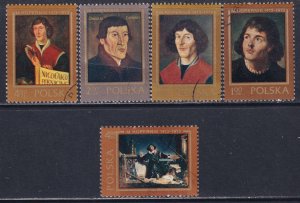 Poland 1973 Sc 1956-60 Copernicus Portraits Stamp Used