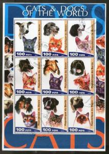 Benin 2003 Dogs & Cats of The World Domestic Animals Sheetlet of 9 Cancelled ...