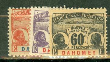 Dahomey J1-7 mint short set CV $76, scan shows only a few