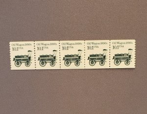 2130, Oil Wagon, Coil Line of 5, Unused, No Gum, CV $2.00