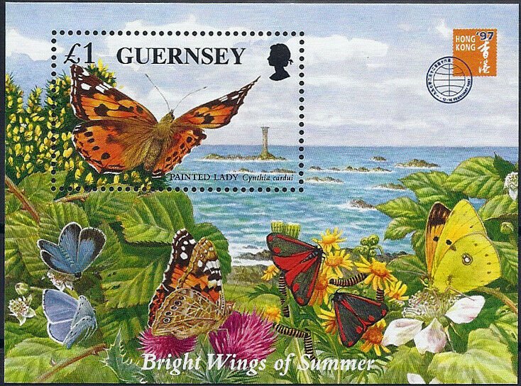 1997 Großbritannien-Guernsey Schmetterlinge, MiNr. 733 (Block 18) ** SCHÖN!