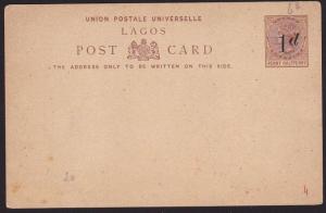 LAGOS NIGERIA QV 1d on 1½d postcard unused.................................69681