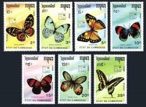 Cambodia 997-1003,1004,MNH.Michel 1075-1082 Bl.170. BRASILIANA-1989,Butterflies.