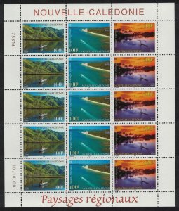 New Caledonia Canoe Speedboat Raft Regional Landscapes Sheetlet of 15v 2000