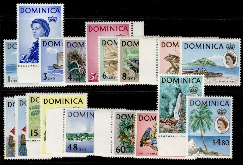 DOMINICA QEII SG162-178, complete set, VLH MINT. Cat £50. 