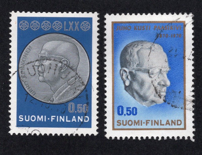 Finland 1970 50p Medal, 50p Paasikivi, Scott 500, 502 used, value = 80c