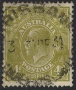 Australia 73 (used, Brisbane postmark) 4p George V, ol bis (1929)