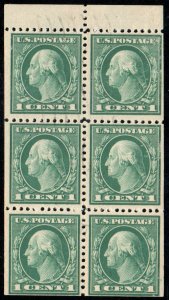 US #498e BOOKLET PANE, VF used,  RARE used with tab,  SELECT!