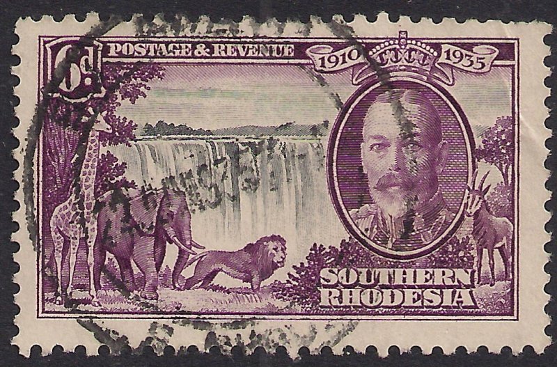 Southern Rhodesia 1935 KGV 6d Silver Jubilee used SG 34 ( H1396 )