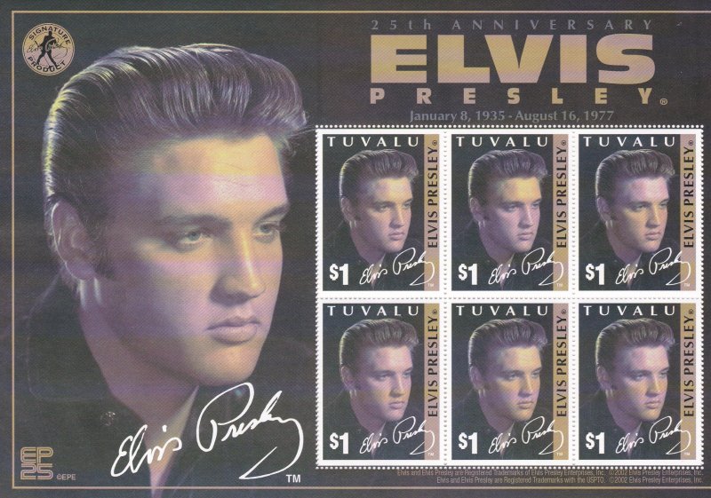 Tuvalu # 898,  Elvis Presley, Sheet of 6, 15%, (See Notes)