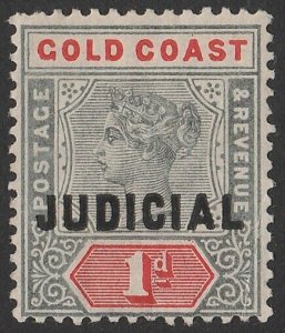 GOLD COAST 1899 'JUDICIAL' on QV 1d grey & red. Bft 1. Rare mint.