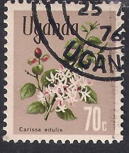 Uganda 1969 QE2 70c Flowers  used stamp  ( C1412 )