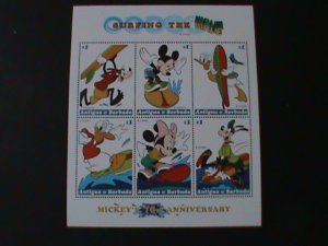 ANTIGUA & BARBUDA-DISNEY CARTOONS-MICKEY 70TH ANNIV: SURFING THE WAVE MNH-S/S