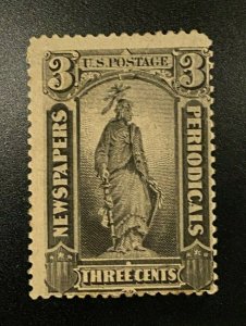 Scott PR10 1875 3c Black Newspaper Mint OG H Cat $300 APS Life Member