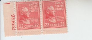 1938 USA Grover Cleveland P# Pair (Scott 827) MNH