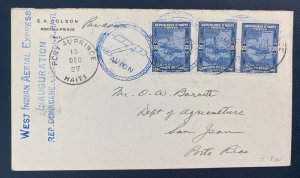 1927 Port Au Prince Haiti First Flight Airmail Cover FFC To San Juan Puerto Rico