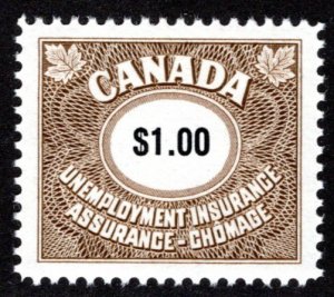 van Dam FU98, MNHOG, $1, VF-XF, 1968 Federal Unemployment, Canada Revenue