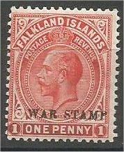 FALKLAND ISLANDS, 1918, MNH 1p, Overprinted War Tax, Scott MR2