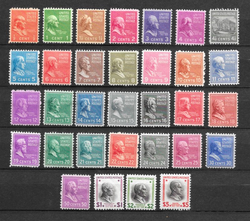 803-834, Unused, 1/2c TO $5 PRESIDENTIAL ISSUE, Free Shipping