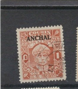 India Cochin State Stamp Scott #57A Used Perf 11 - $140 cv