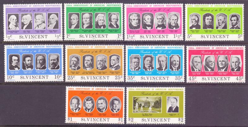 Saint Vincent Scott 435/444, 1975 United States Independence Set MNH**