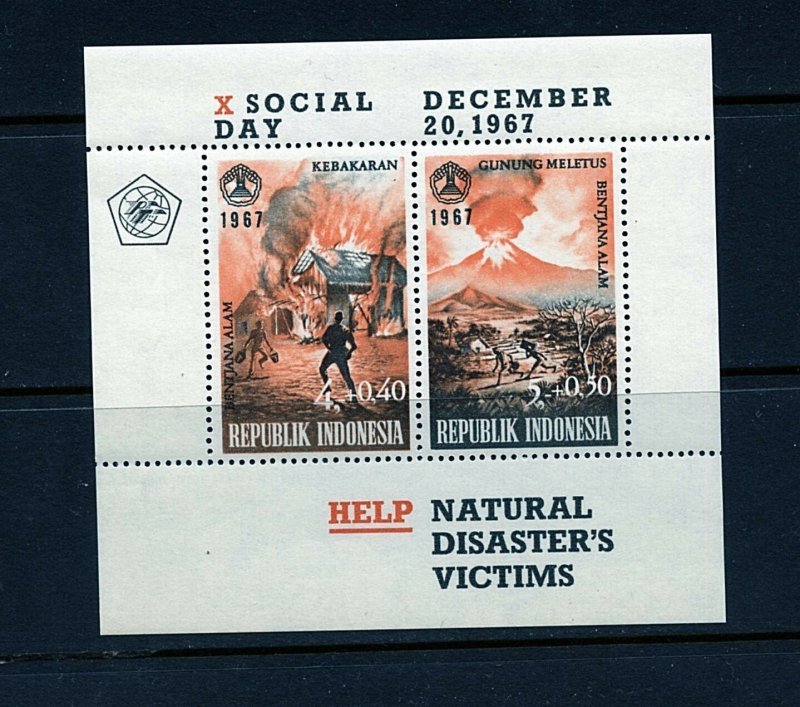 Indonesia #B201A S/S (IN187) National Natural Disasters issue, MNH, VF