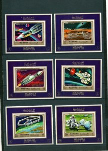 MANAMA 1970 SPACE/APOLLO XIII SET OF 6 DELUXE S/S MNH