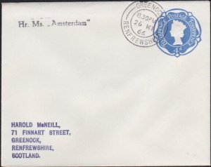 GB SCOTLAND 1966 cover ship cachet Hr Ms AMSTERDAM - Greenock cds..........B2019