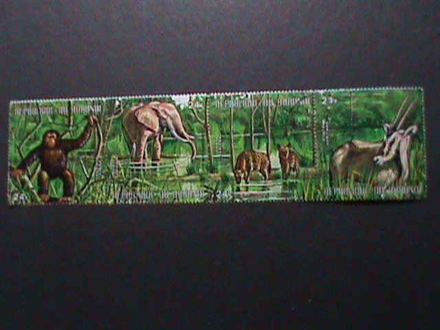 BURUNDI-1975-SC#C228 WILD ANIMALS -CTO STRIP VERY FINE  WE SHIP TO WORLD WIDE