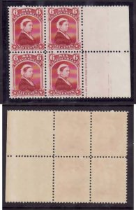 Newfoundland-Sc#36- id13-unused NH 6c carmine lake QV margin block with partial