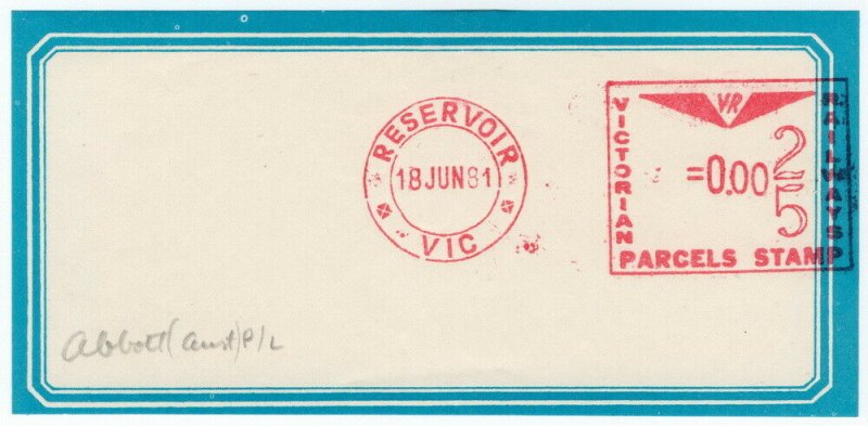 (I.B) Australia - Victoria Railways : Meter Parcel Stamp (Reservior)