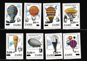 Zaire # 1413-1420, Manned Flight Stamps Surcharged, Mint NH, 1/2 Cat.
