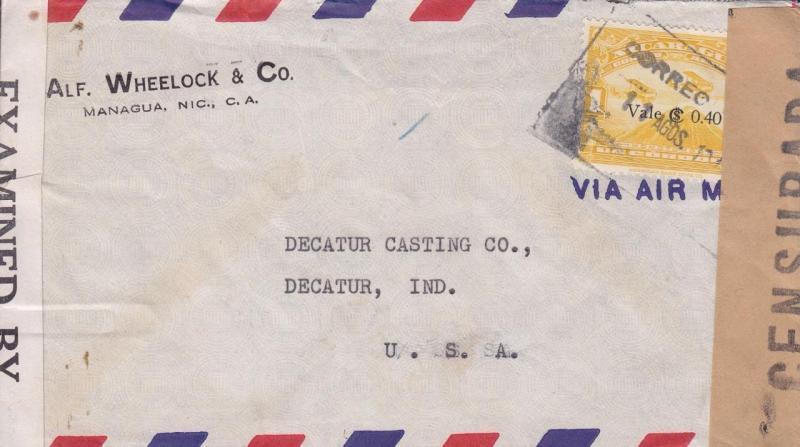 Nicaragua to US, 1942, Dual Censored, See Remark (C711)