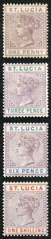 St Lucia SG39/42 set of 4 Die 1 M/Mint (hinge remainder)