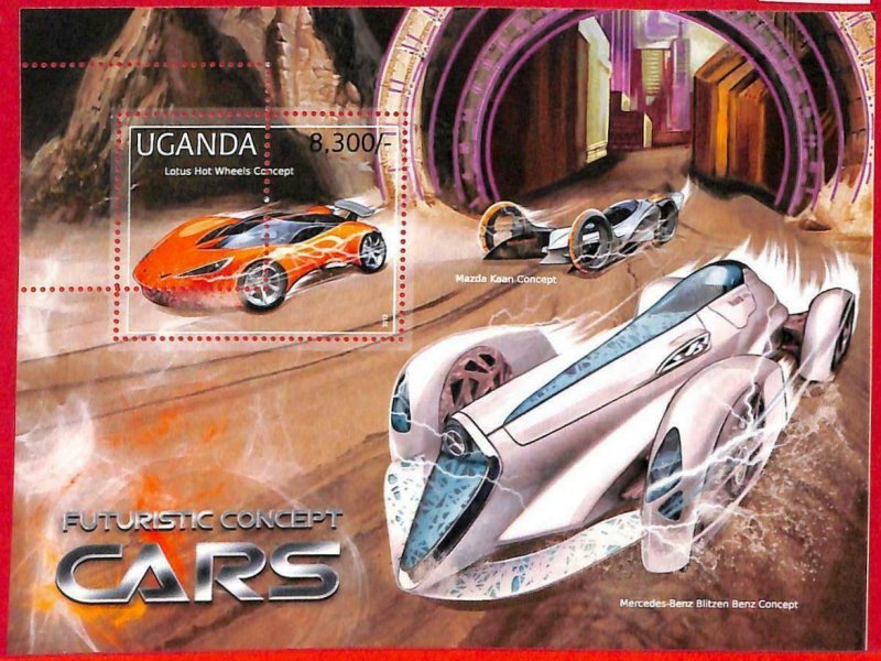 A3161 - UGANDA, ERROR MISSPERF special block: 2012 Futuristic Cars, Lotus, Mazda-