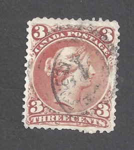 Canada # 25 VF USED 3c LARGE QUEEN 2-RING 21 CANCEL BS28072