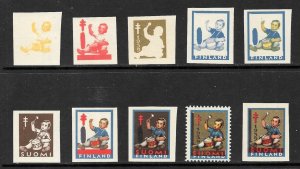 FINLAND 1939 Anti Tuberculosis Christmas Seals Progressive Proof Set MNH