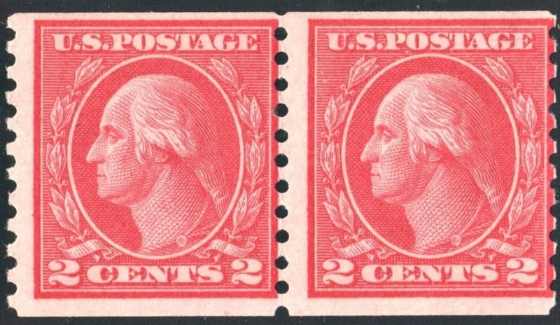 SC#492 2¢ Washington Coil Pair (1916) MNH