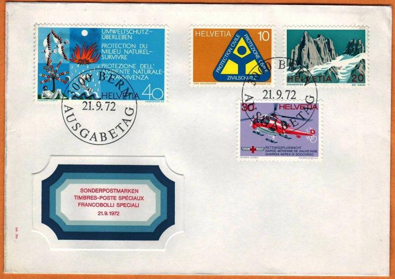 SWITZERLAND HELVETIA 21.9.1972 Very Fine FDC  Special Stamps 