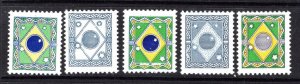 Brazil 1951 Flag Design Test Stamps MNH Group of 5