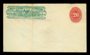 MEXICO 1886  WELLS FARGO EXPRESS 15cts + 20c carmine unused COVER