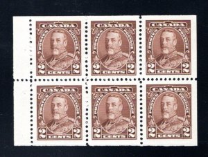 Scott 218b, 2c, King George VI Pictorial Issue, booklet pane of 6, VF, LH
