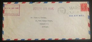 1952 Royal Navy Washington Dc USA Joint Mail Service Cover To Glasgow Scotland