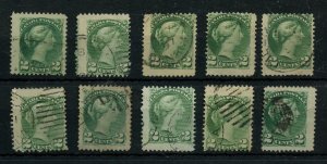 ? Large Jumbo margin & misperf 2 cent Small Queen lot used Canada