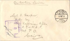 Egypt Soldier's Free Mail 1942 Egypt 104 Postage Prepaid South African A.P.O....