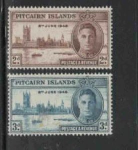 PITCAIRN ISLANDS #9-10 1946 PEACE ISSUE MINT VF LH O.G