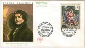 FRANCE : POSTAL HISTORY - FDC COVER : ART - DELACROIX : Jacob & the Angel 1963