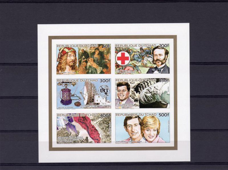 Chad 1984 Red Cross-JFKennedy-Space-Diana/UIT/Durer Compound S/S Imperforated