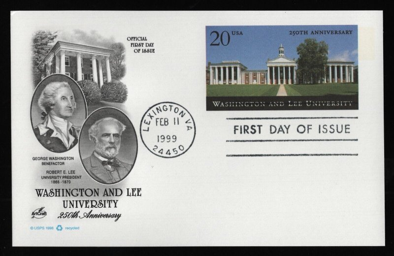 #UX302 20c Washington & Lee University, Art Craft FDC **ANY 5=FREE SHIPPING**